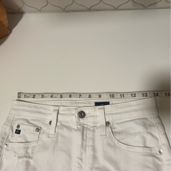 AG The Erin Distressed Pencil Skirt White 26 - Picture 8 of 11